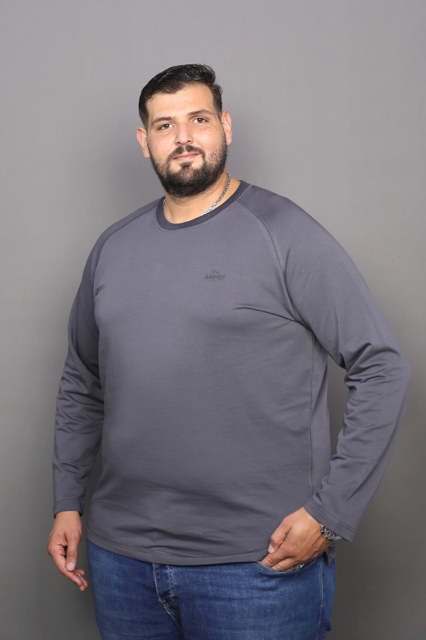 T-shirts ML Raglan Gris