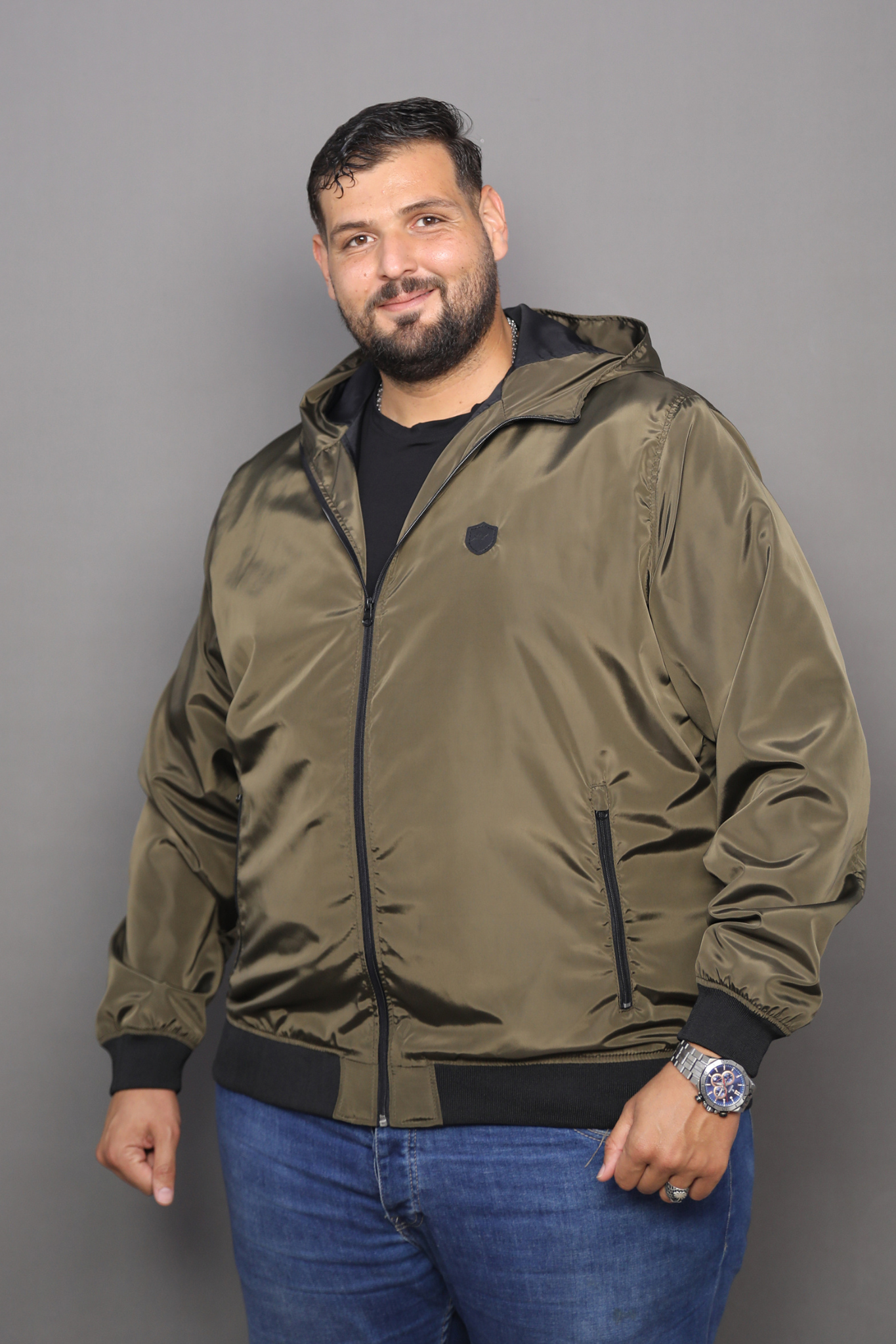 Blouson Bomber à Capuche Vert